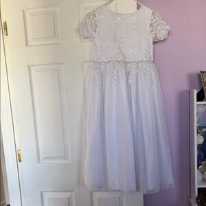Bonnie Jean White Lace Formal Dress